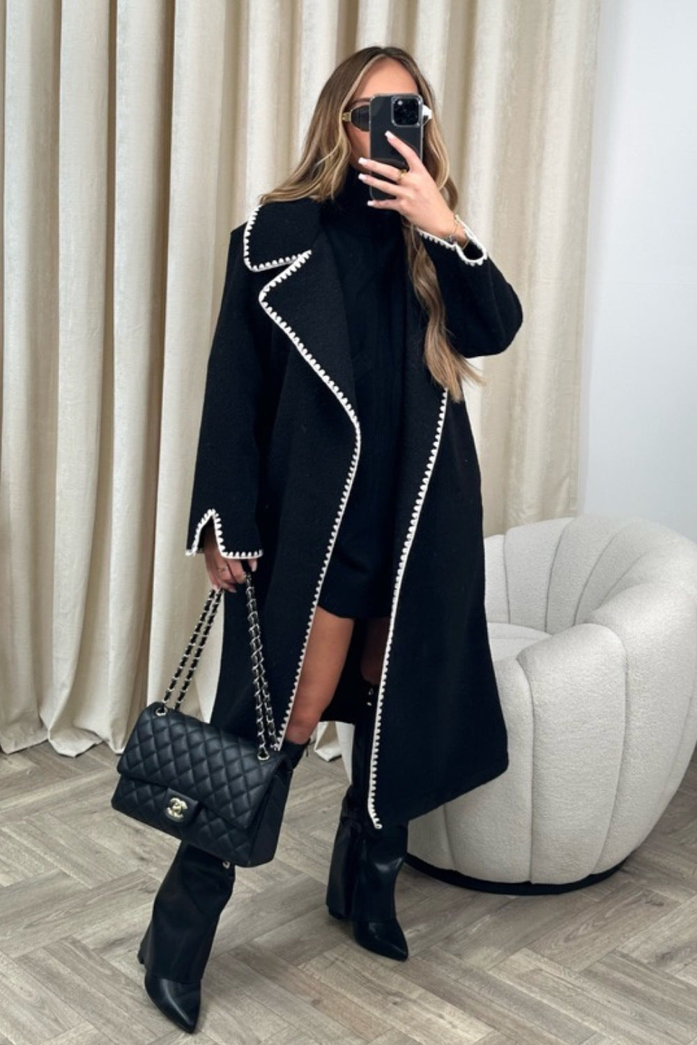 Women's Hook Edge Reversible Woolen Coat