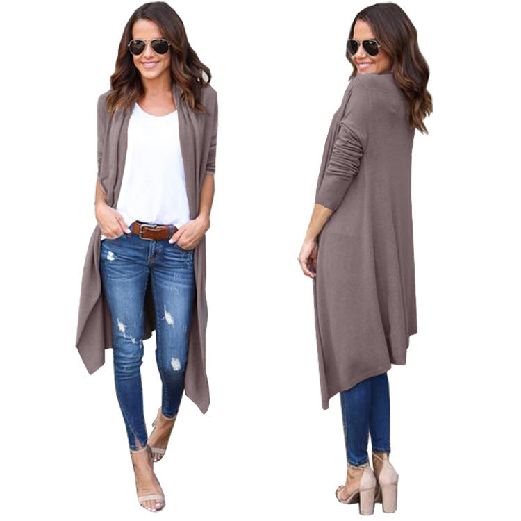 Cardigan Long Sleeve Loose Oversized Jacket Women’s Top - Khaki / L - Hat