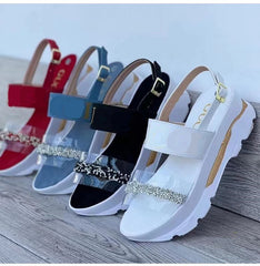Roman Sandals Thick Sole Buckle Strip Wedges Shoes Transparent Clear Sandals
