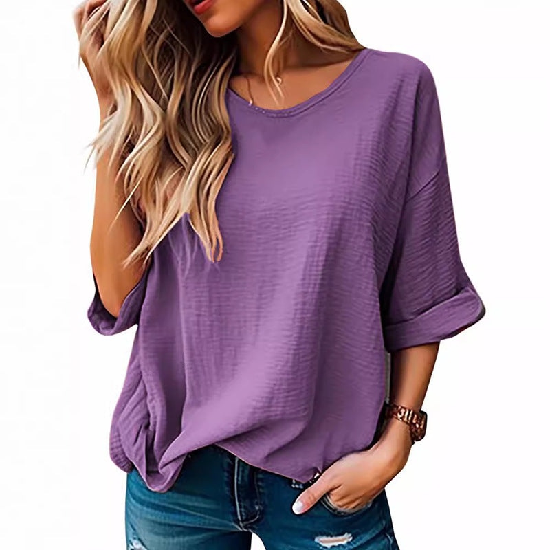 Fashion Women's Wear Comfortable Three-quarter-length-sleeved T-shirt