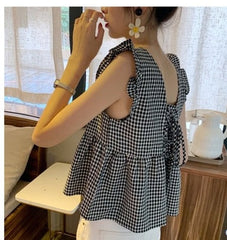 Plaid Top Design Sense Female Niche Doll Shirt Small Vest Shirt