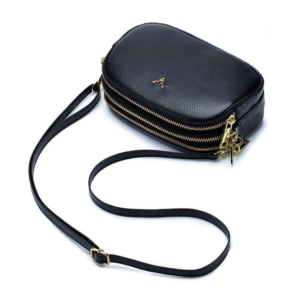 Leather cross-body mini bag - Black - Clothing
