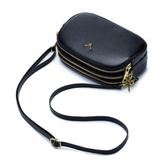 Leather cross-body mini bag - Black - Clothing