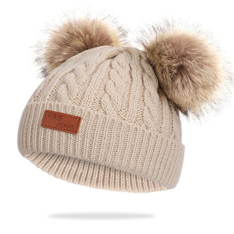 New children’s autumn and winter hat and scarf set - Khaki / E - Hat