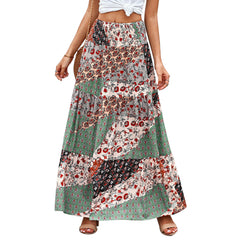 Loose fashion print high waist skirt