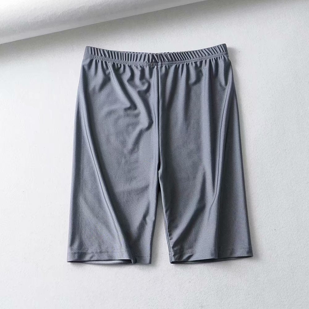 Women's Biker Shorts – Cotton Blend in Neon Green and Black