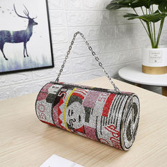 Crystal Diamond Painting Evening Clutch Bags for Women Round Money Bag - Clothing