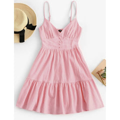 Women's Casual Summer Mini Dress Floral Print Tie Shoulder Sleeveless Flowy Beach Cami Dresses