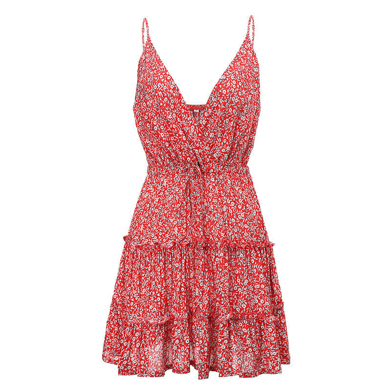 European and American sexy floral dress