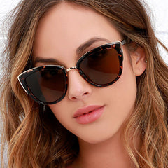 Women's Cat Eye Sunglasses – Leopard Print or Black Gradient Fashion Shades