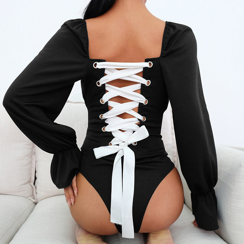Square Neck Princess Sleeve Body Shaper Long Sleeve