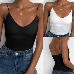 Satin Women Thin Wild Solid Camis Vest Women Tank Tops - Clothing
