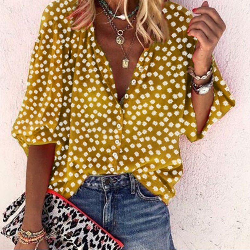 Long Sleeve Casual Women’s Shirt - 02Yellow / 2XL - shirt