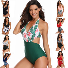 Multicolor printed one-piece swimsuit