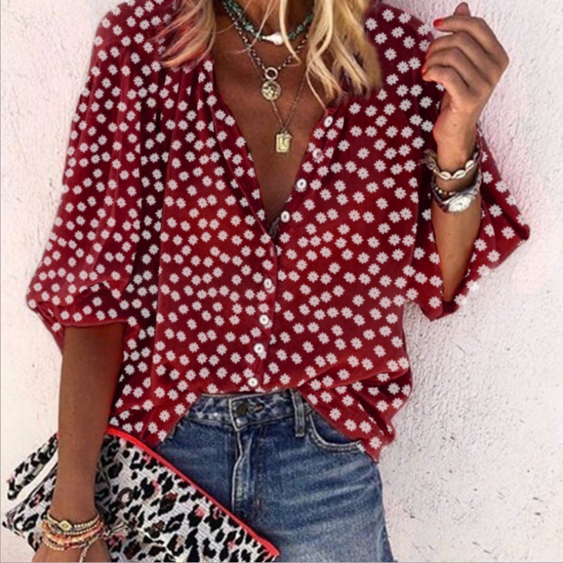 Long Sleeve Casual Women’s Shirt - 02Red / 2XL - shirt