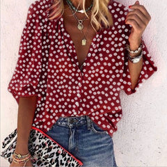 Long Sleeve Casual Women’s Shirt - 02Red / 2XL - shirt
