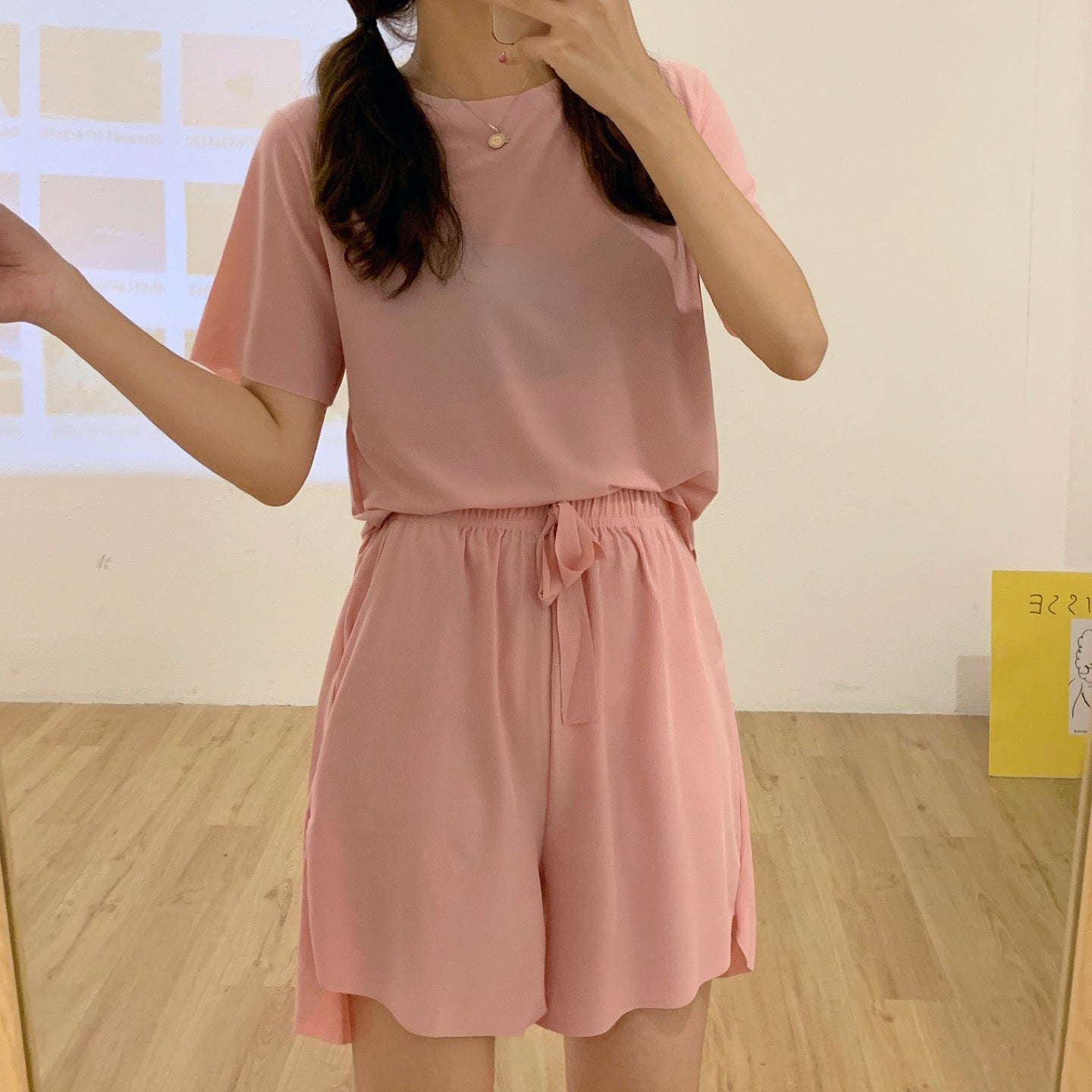 Ice silk thin short sleeve pajamas set