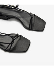 Strappy square toe low heel sandals