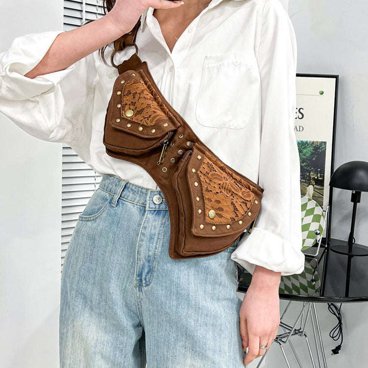 Vintage Waist Chest Bags Women Crossbody Bag Waistpack Outdoor Mobile Storage - Clothing