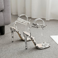 Summer Fashion Snake Print Strappy Sandals
