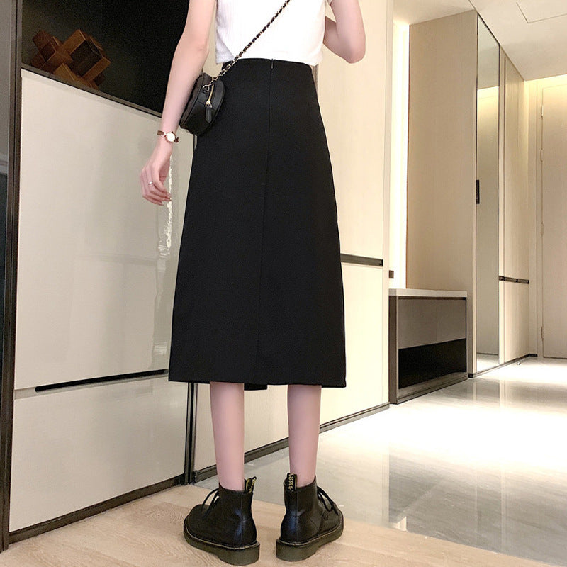 Irregular High Waist Skirt Women Summer Mid-length Split A-line Skirt