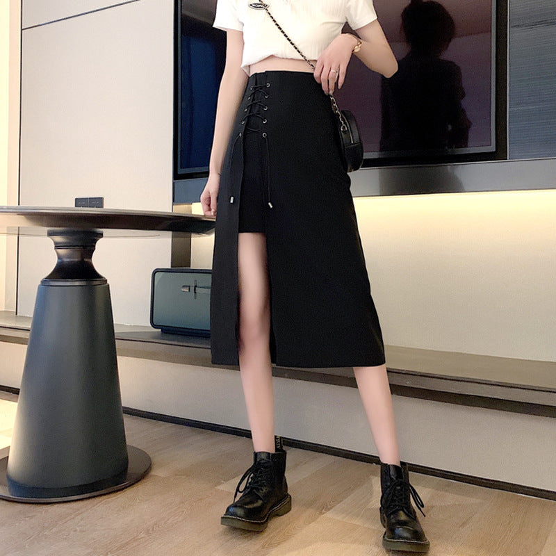 Irregular High Waist Skirt Women Summer Mid-length Split A-line Skirt