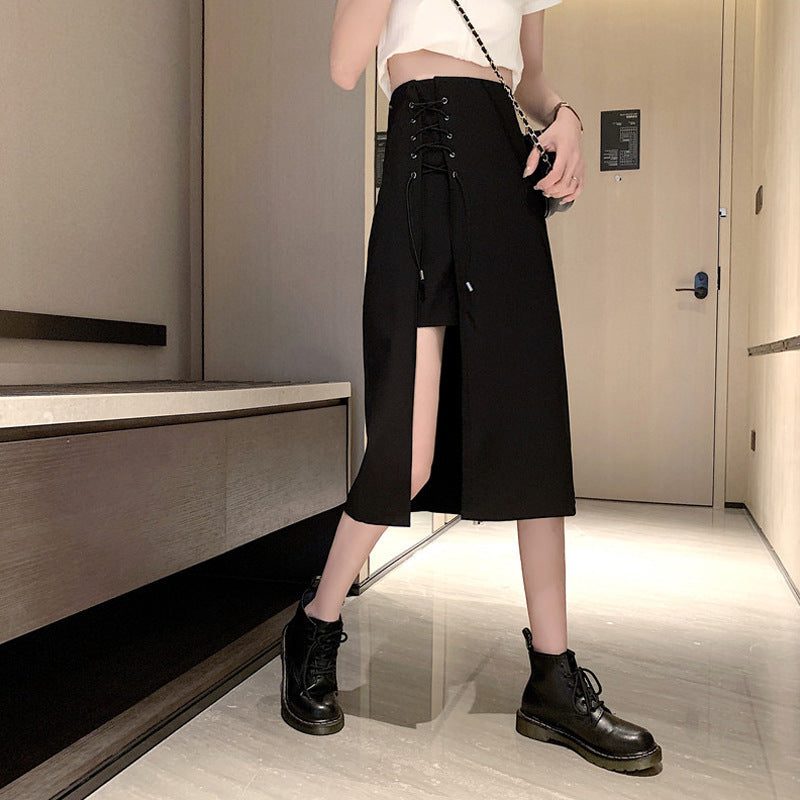 Irregular High Waist Skirt Women Summer Mid-length Split A-line Skirt
