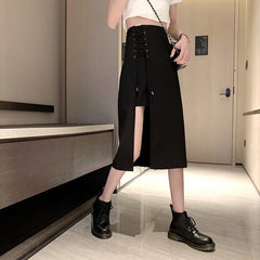 Irregular High Waist Skirt Women Summer Mid-length Split A-line Skirt
