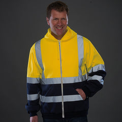 Reflective Strip Sanitation Work Clothes Fleece Color Block Zipper Sweater