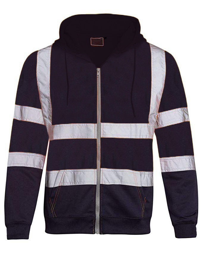Reflective Strip Sanitation Work Clothes Fleece Color Block Zipper Sweater
