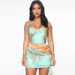 INS Style Summer New Women's Fashion Street Shooting Sexy Backless Slim Dress One Drop Shipping