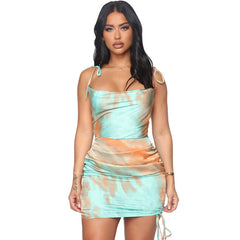INS Style Summer New Women's Fashion Street Shooting Sexy Backless Slim Dress One Drop Shipping