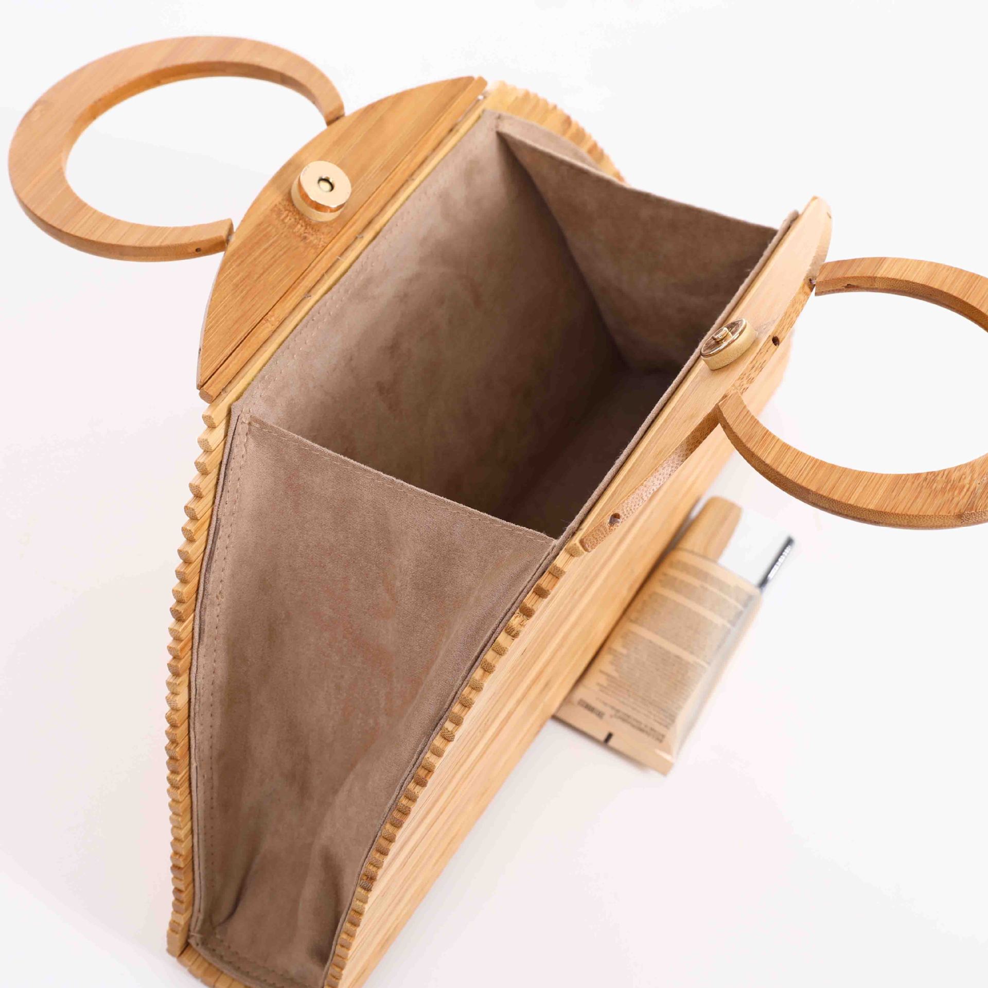 Hand-Woven Bags Bamboo Root Clutch Natural Bamboo Bag Bamboo Handbag - Wood - Clothing