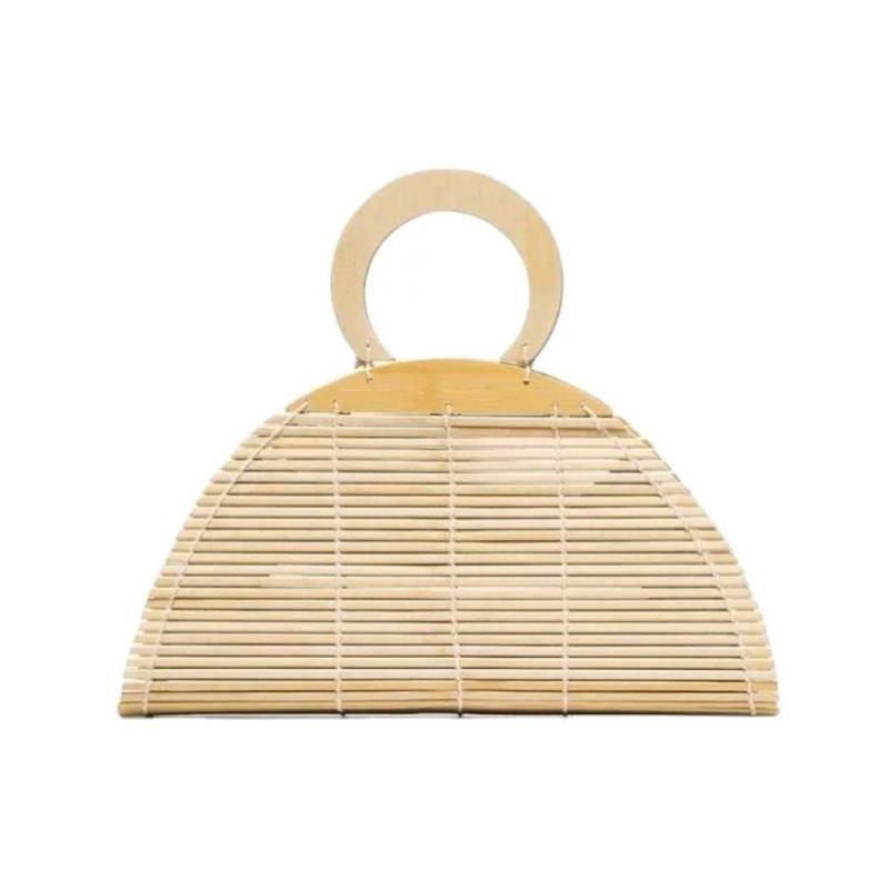 Hand-Woven Bags Bamboo Root Clutch Natural Bamboo Bag Bamboo Handbag - Wood - Clothing