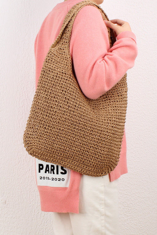 Leisure One Shoulder Straw Woven Bag - Clothing