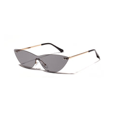 Vintage V400 Rimless Cat Eye Sunglasses – Stylish Siamese Mirror Shades for Women