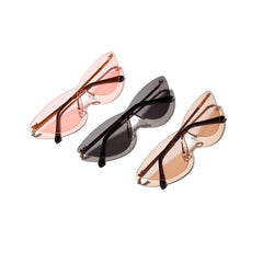 Vintage V400 Rimless Cat Eye Sunglasses – Stylish Siamese Mirror Shades for Women