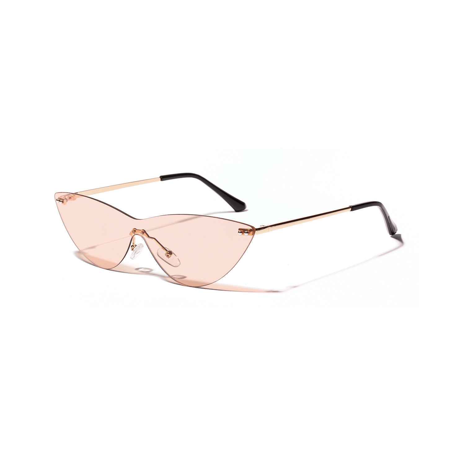 Vintage V400 Rimless Cat Eye Sunglasses – Stylish Siamese Mirror Shades for Women