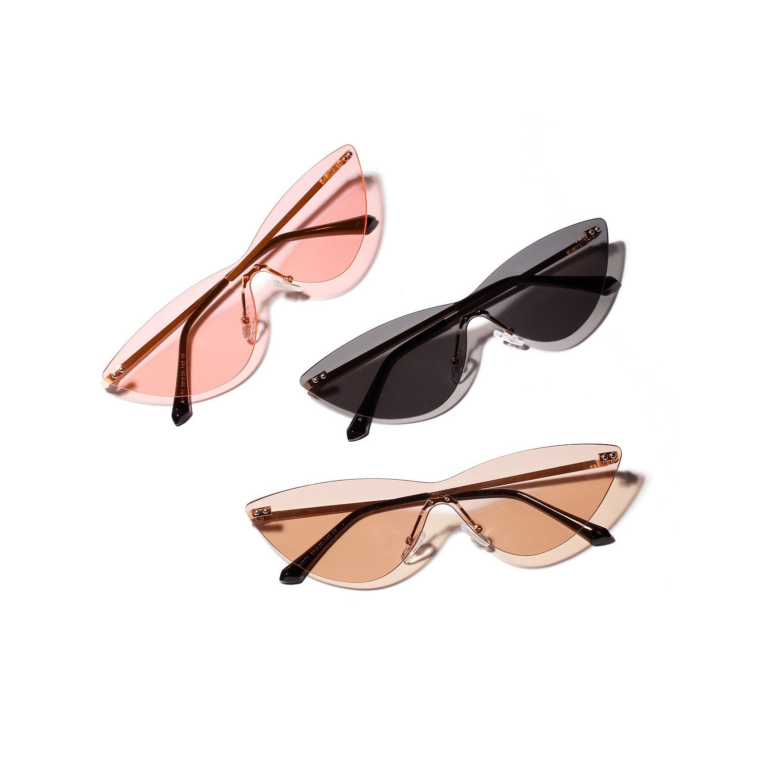 Vintage V400 Rimless Cat Eye Sunglasses – Stylish Siamese Mirror Shades for Women