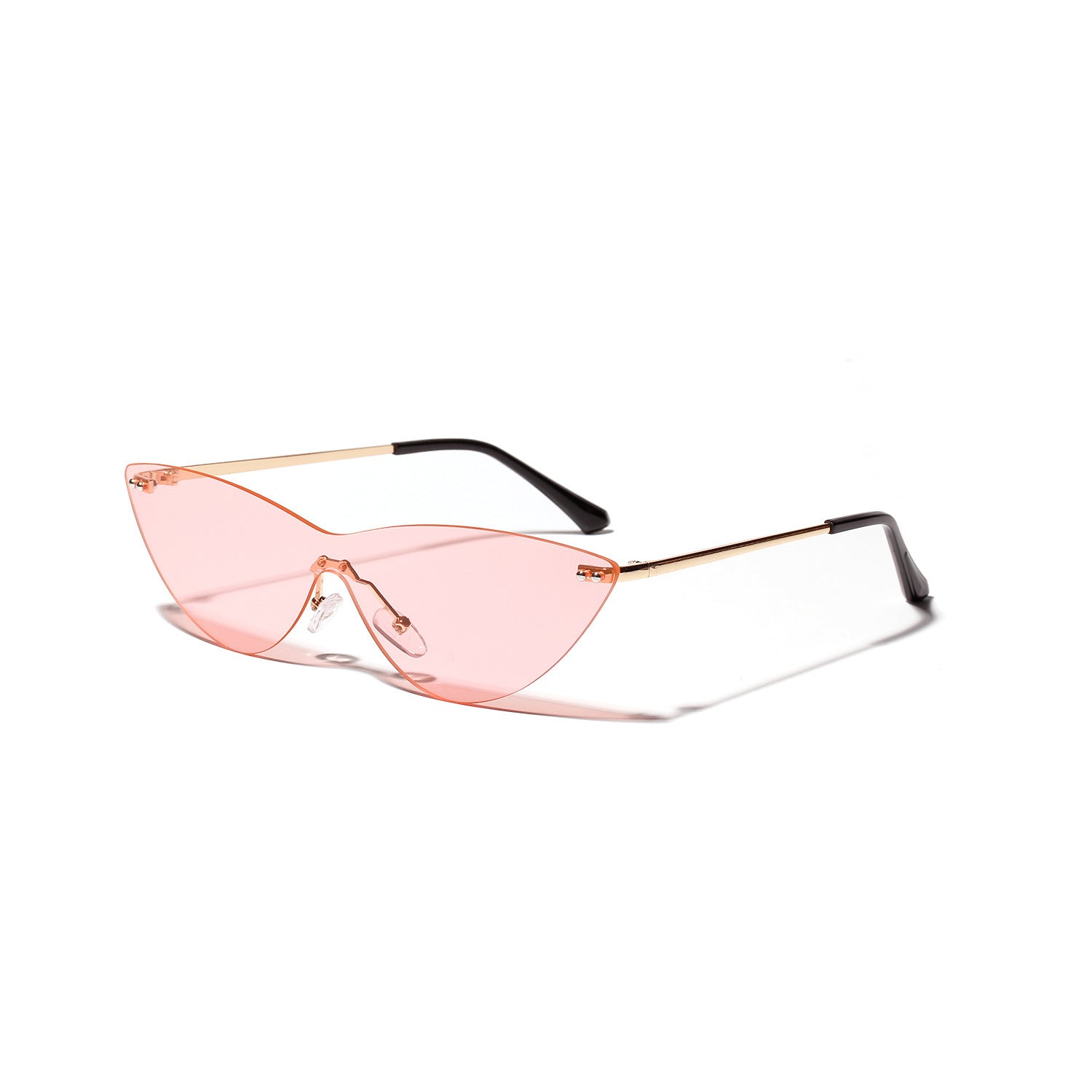 Vintage V400 Rimless Cat Eye Sunglasses – Stylish Siamese Mirror Shades for Women