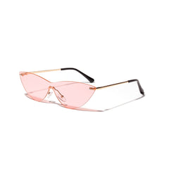 Vintage V400 Rimless Cat Eye Sunglasses – Stylish Siamese Mirror Shades for Women