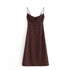 Retro Black Floral Slim-Fit Lace-Up Suspender Dress