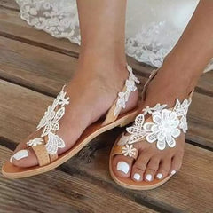 Flat Lace Casual Large Size Low Heel Sandals