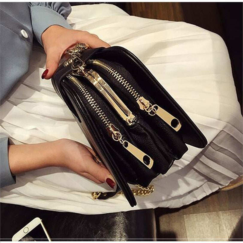 Handbags Clutch Bag Ladies Messenger Bags With Metal Buckle - Black - Clothing