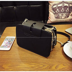 Handbags Clutch Bag Ladies Messenger Bags With Metal Buckle - Black - Clothing
