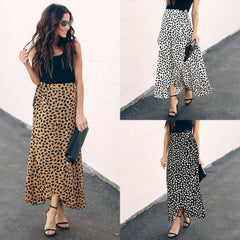 Ladies Polka Dot Printed Split Long Skirt