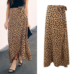 Ladies Polka Dot Printed Split Long Skirt