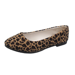 Contrast Color Leopard Print Women's Single Shoes Flat Shoes