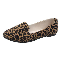 Contrast Color Leopard Print Women's Single Shoes Flat Shoes