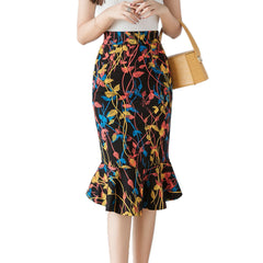 High Waisted Midline Dress With Retro Ethnic Print In Summer